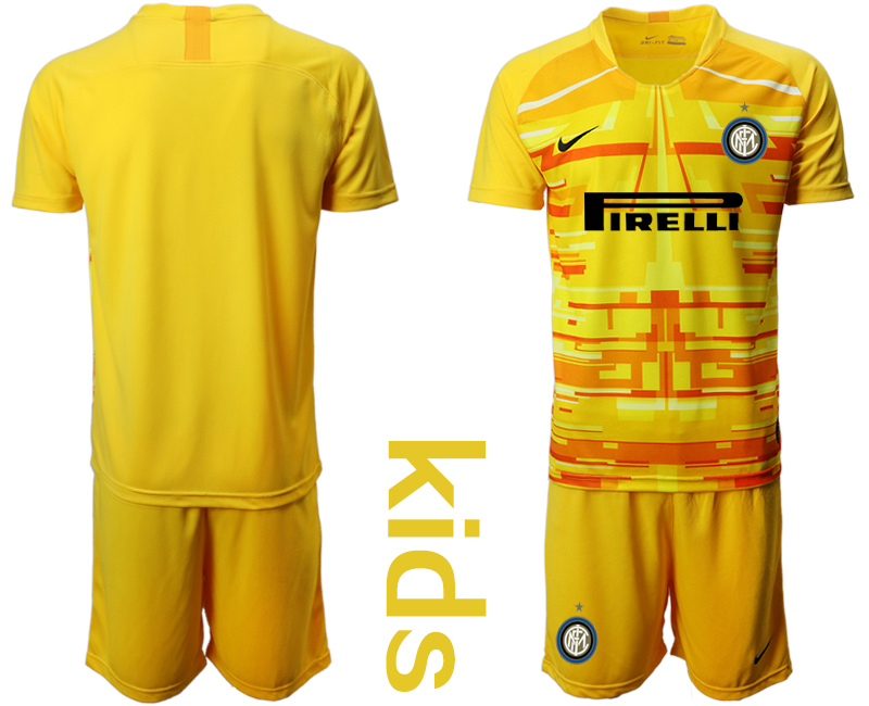 Youth 2020-2021 club Inter Milan yellow goalkeeper blank Soccer Jerseys